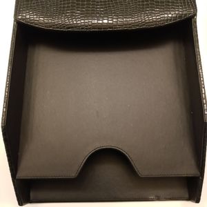 Black leather like 2 tier desk tray
